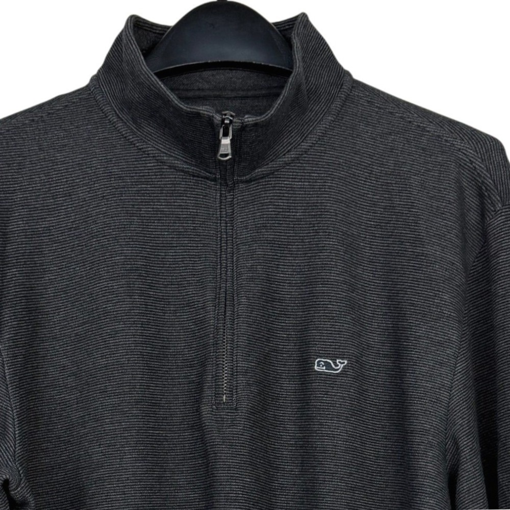 Vineyard Vines SALTWATER QUARTER ZIP Pullover Sweater Mens Large Gray Striped